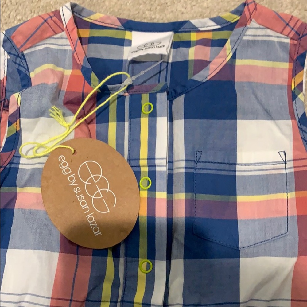 Plaid button down romper - Picture 2 of 5